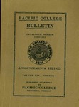 Pacific College Catalog, 1920-1922