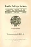 Pacific College Catalog, 1929-1931