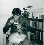 Barry Hubbell eats an ice cream sundae by George Fox University Archives