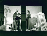 Male and female actors perform on stage