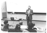 Man Speaking at The Class of 1943 Reunion at Homecoming 1993 February by George Fox University Archives