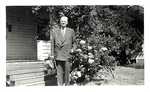 Herbert Hoover in front of the Hoover-Minthorn House Museum by George Fox University Archives