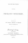Testimonies Concerning Deceased Ministers: 1842